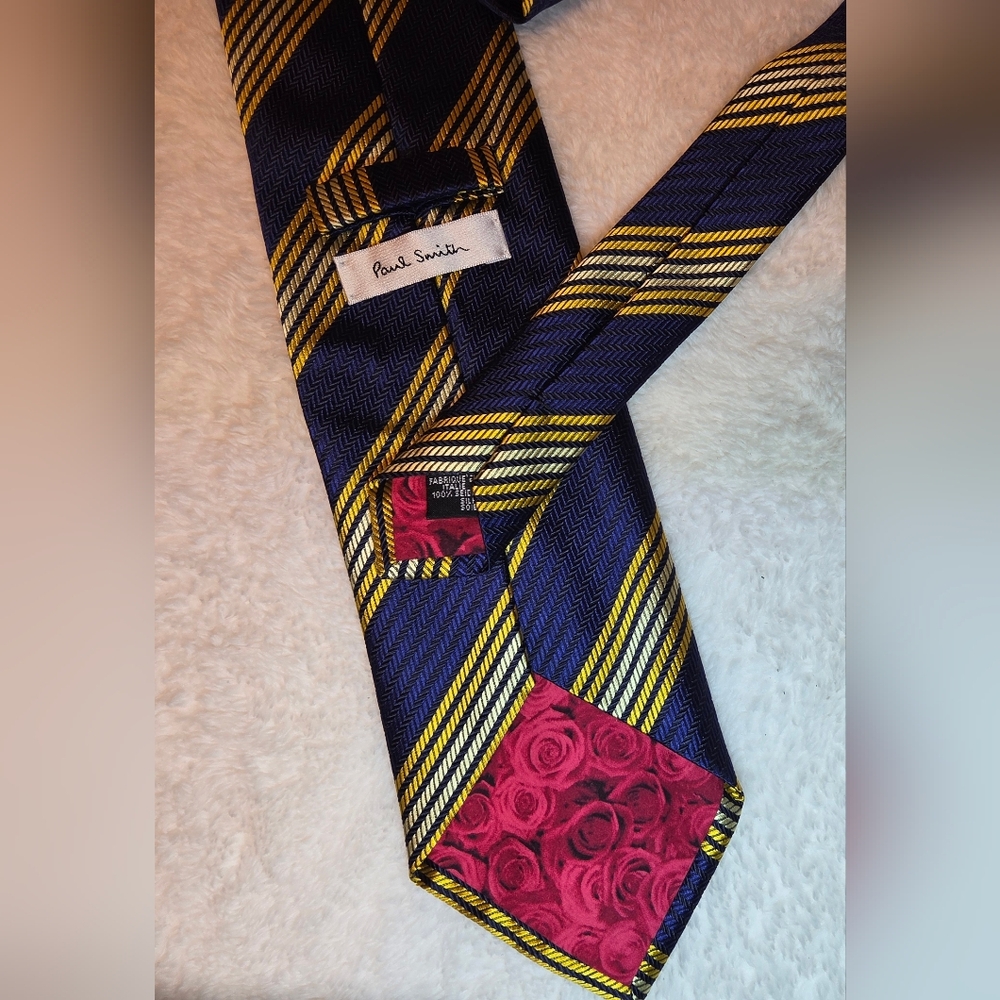 Paul Smith Navy and Gold Patterned Tie